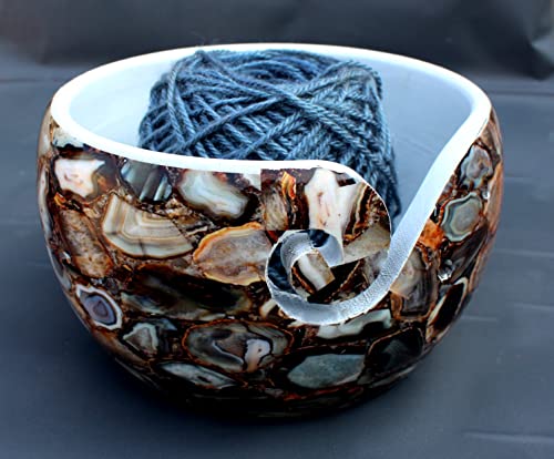Image of Multi Purpose Wooden Yarn Bowl - Yarn Holder Rosewood - Knitting Bowl Handmade Wooden Yarn Bowl for Knitting and Crochet | Large Knitting Bowl Mother's Day Gift (Black)