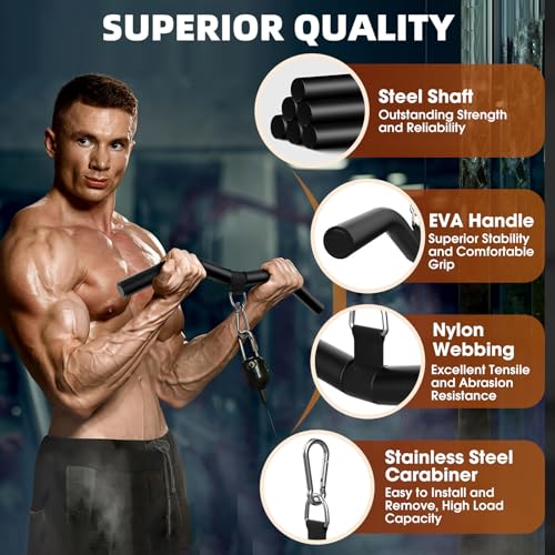 LAT Pulldown Bar Attachments for Pulley Cable Machine, Single D-Handle Tricep Press Down Bar with Rubber Handle, D Handle Cable Accessories for Gym 2 LAT Pulldown Bar Attachments for Pulley Cable Machine, Single D-Handle Tricep Press Down Bar with Rubber Handle, D Handle Cable Accessories for Gym - Image 2