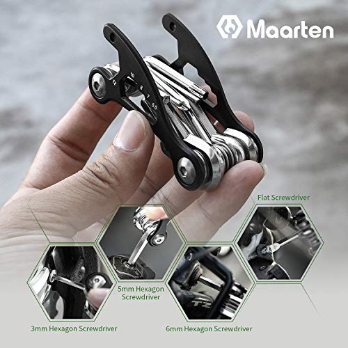 Maarten Bike Multitool, 15 In 1 Portable Foldable Bike Multifunction Repair Tool Kit, With Hex Spoke Wrench And Screwdriver Tool, For Road And Mountain Bikes #TOP2