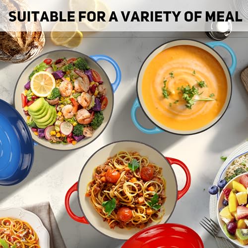 Enameled Cast Iron Dutch Oven with Lid, Non-Stick Ovenproof Casserole Pot, Red Dutch Oven for Braising, Stews, Roasting & Bread Baking 4Litres-24cm(bread kit is not included) - Image 4