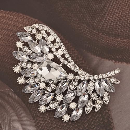 Image of Rhinestone Crystal Big Large Brooch Pin Jewerly Accessory Wing shape Gold Tone