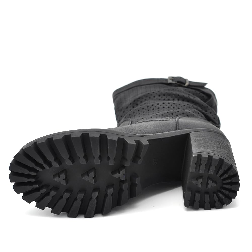 IF FASHION Stivaletti Strivali Tronchetti Aricciati Con Tacco Grosso Plateau Pelle Sintetica Da Donna G675