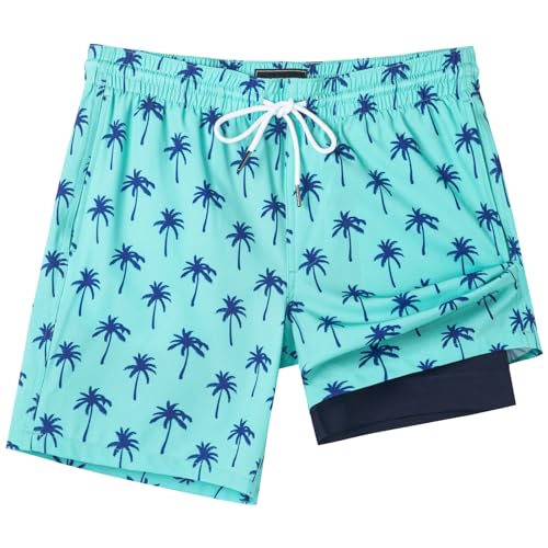 Image of SURF CUZ Mens Swim Trunks with Compression Liner Swim Shorts 7 inch Swimming Trunks Stretch 7 Inch Swim Suits Quick Dry