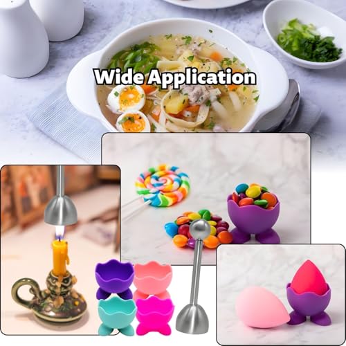 4PCS Lustig Eierbecher Set, Eierbecher Lustig mit 1 X Edelstahl Eiöffner, Eierständer Eierhalter Kinder Frühstücks Egg Cup für Rohes Gekochtes Eier Brunch – Bild 4