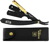 Navalhete Navalha De Barbear Profissional Preto Clip Dourado Aço Inox + Case Dilcintia