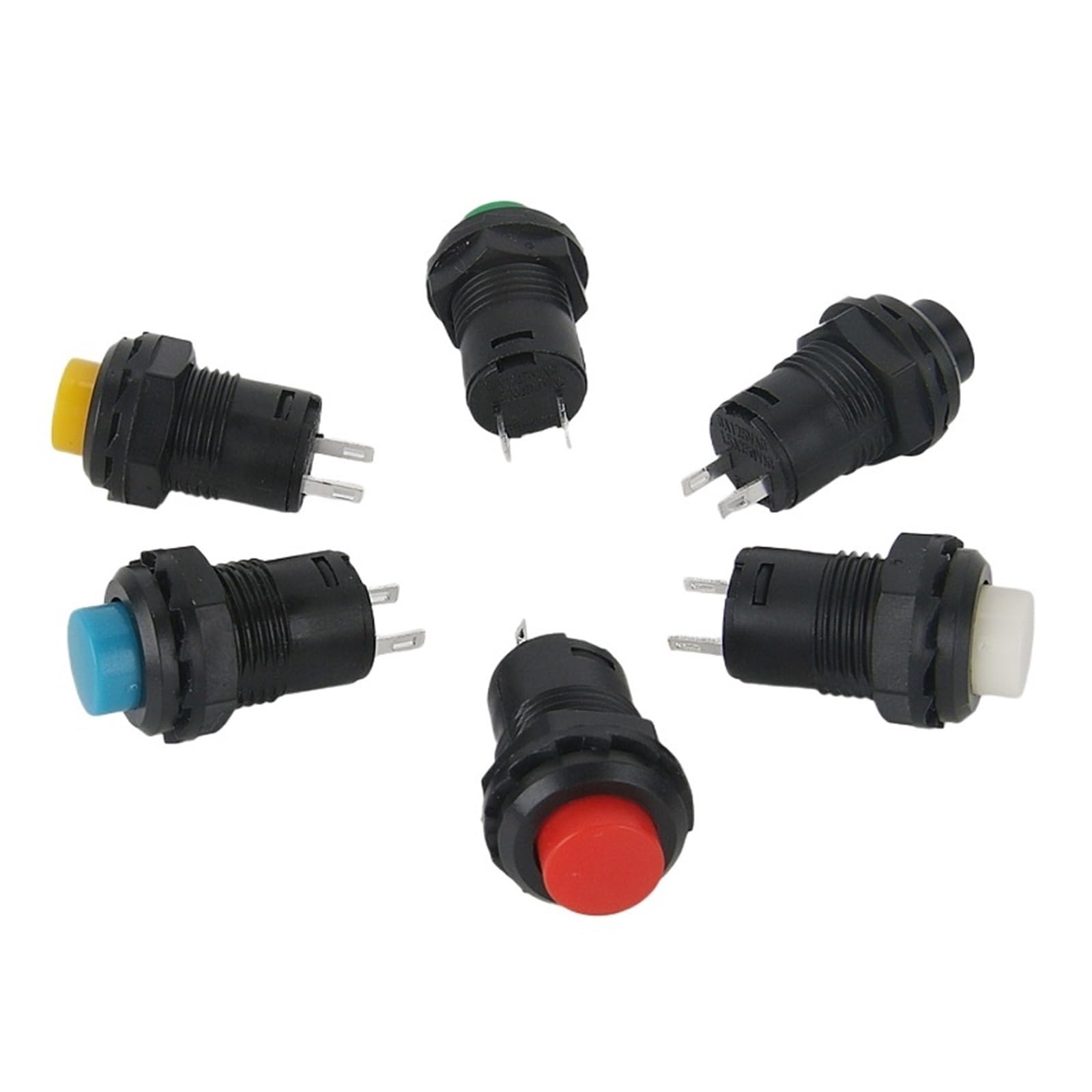 6 sztuk samoblokujący/chwilowe przełączniki przyciskowe DS228 DS428 12 mm OFF-ON 3A /125 VAC 1,5 A/250 VAC DS-228 DS-428 (6 sztuk czarny, samozamykający)