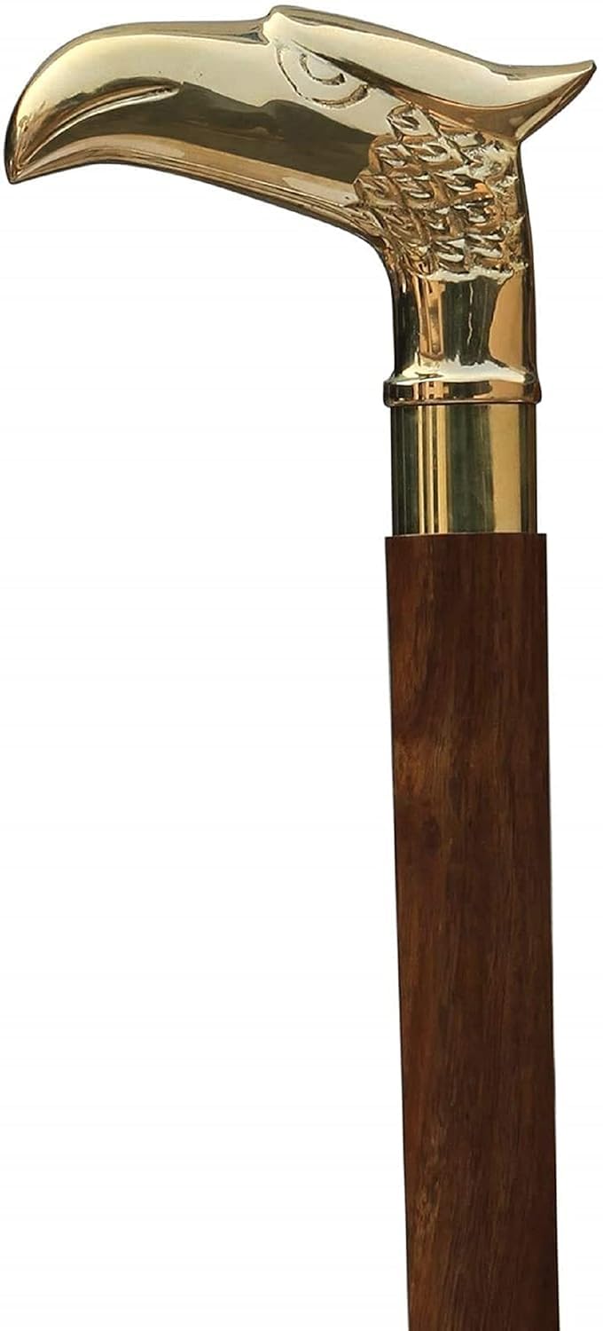 Brass Eagle Handle Walking Stick 36 Inch Wooden Cane for Men Women Senior Citizens Antique Designer Support Stick for Old Age Stylish Gift Item-image-12