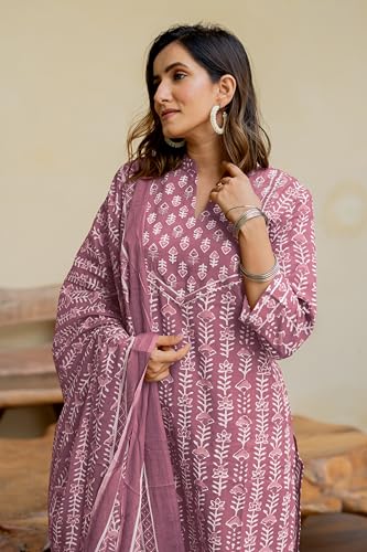 Image of MIRCHI FASHION Pure Cotton Women Straight Batik Print & Mirror Work Kurti Set with Dupatta and Pant