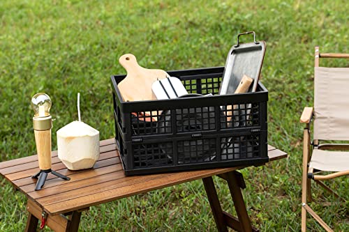 34L Large Plastic Folding Storage Crates,Collapsible Crates for Storage,Pack of 3 (Black) - Image 6