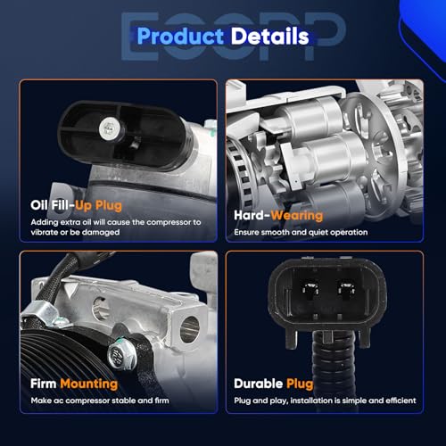Image of ECCPP AC Compressor 2001-2015 for Kenworth C500 T600A T800 W900 | 2006-2007 for Peterbilt 385 320 379 AC Compressor with Clutch Rapid Cooling