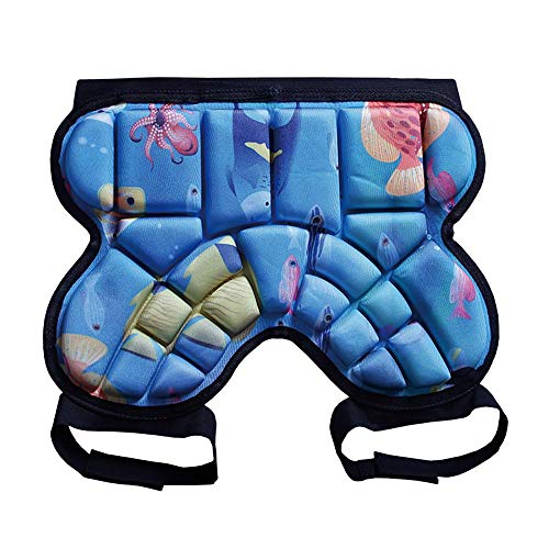 Julymoda Kids Protection Hip Pad 3D Padded Shorts Butt Sponge Padded Breathable Protective Gear for Skating Snowboard Sports (for 6-12 Years Old) Blue