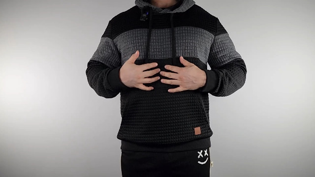 Mens Hooded Sweatshirt Lightweight Waffle Casual Long Sleeve