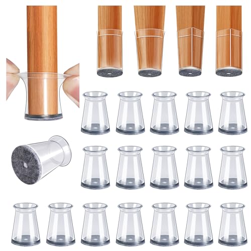 32 Piezas Protector Patas Sillas Redonda, Tacos para Patas de Sillas Silicona Transparente para Pisos de Madera, Almohadillas Protectoras para Pies de Muebles, protección Suelo (Fit: 13-22.9mm)