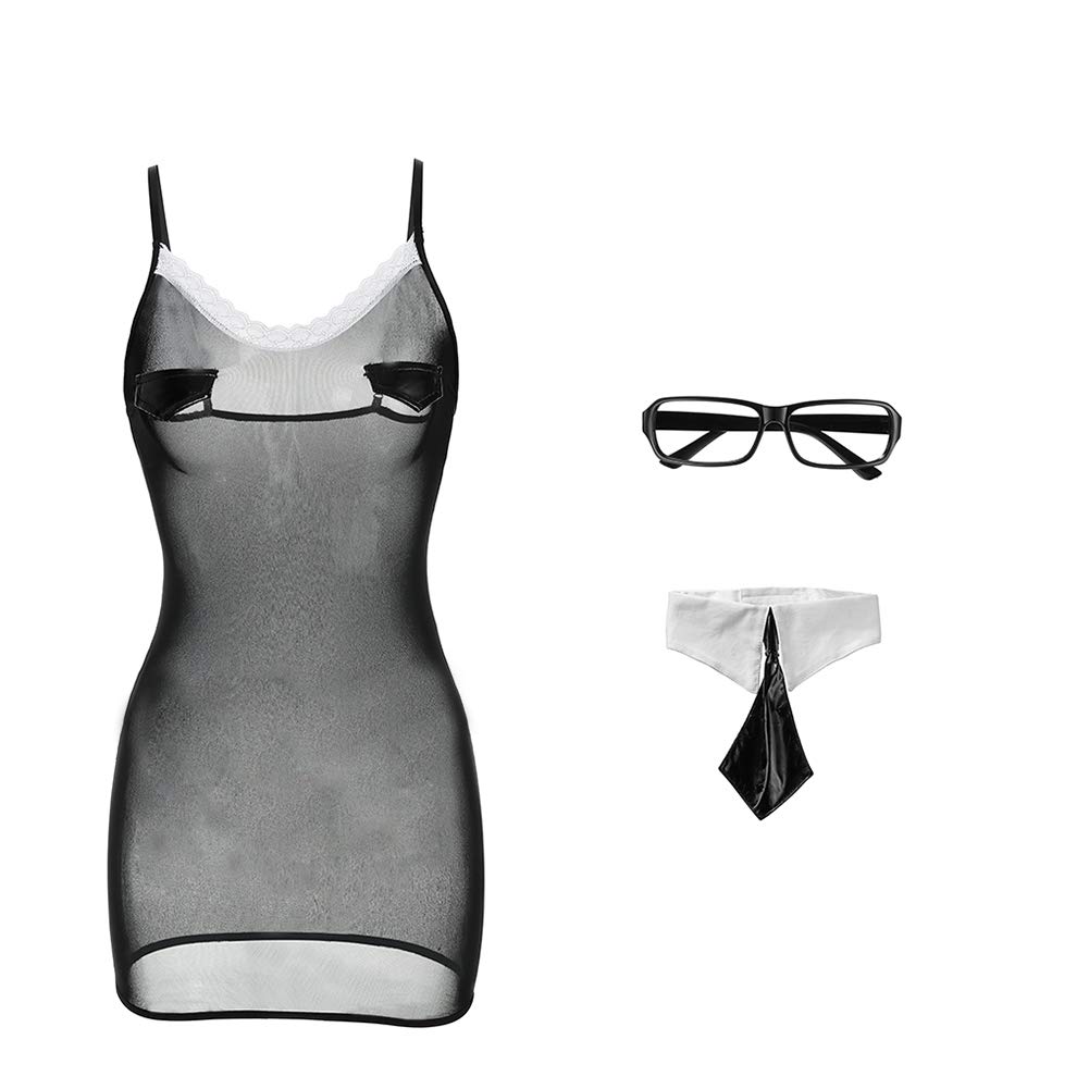 Sexy Costume for Women Mini Secretary Lingerie Backless Dress Uniform