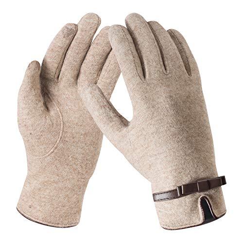 Bequemer Laden Damen Winter Warm Kaschmir Touchscreen Handschuhe mit Fleece Gefütterte, Elegant Winterhandschuhe Strickhandschuhe Wollhandschuhe für Kaltes Wetter