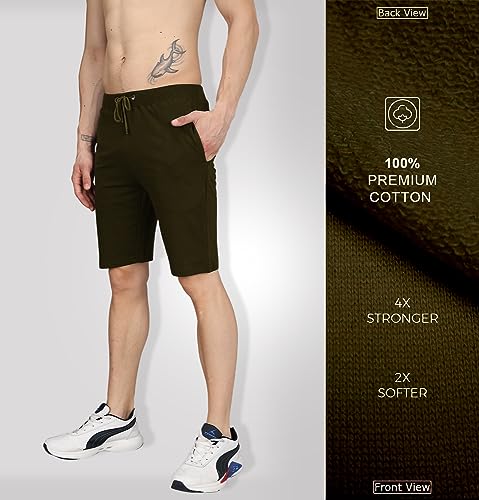 Image of Sleepynuts Regular Fit Terry Cotton Plain Shorts for Men