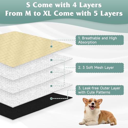 Image of Dog Diapers Female 5pcs,Reusable Dog Doggie Puppy Doggy Diapers Female, Period Panties in Heat, Black, XLarge