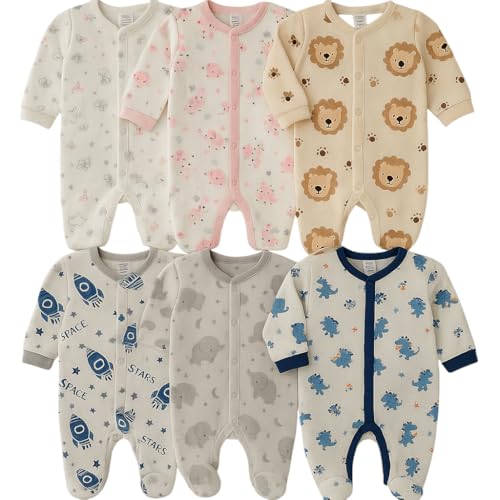 Image of Unisex Baby Footed Sleepsuits | Long Sleeve Footed Sleepsuits | Baby Rompers Cotton Sleeveless| Long Sleeve Bodysuits