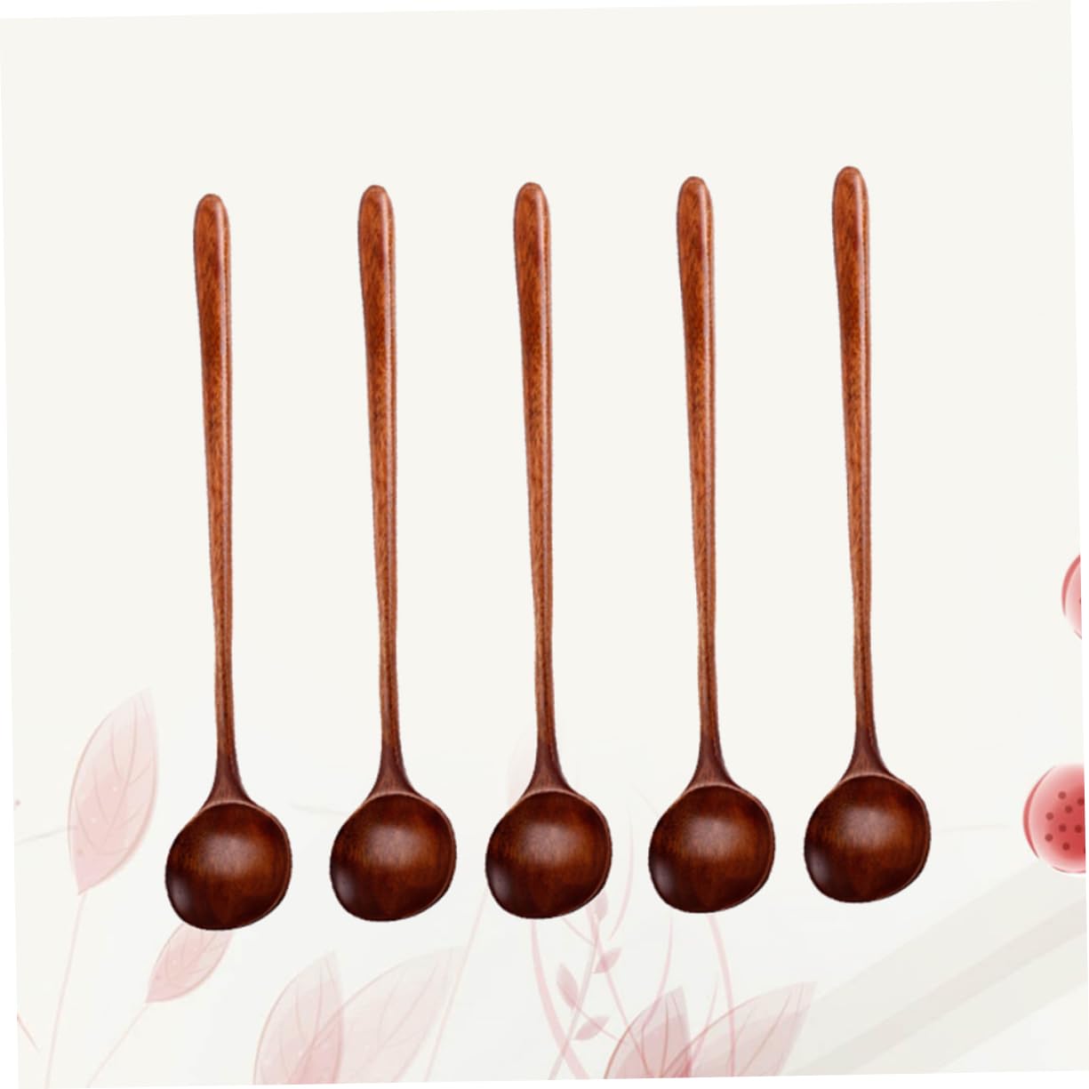 Cucharas de Madera for cocinar, 5 Piezas Cucharas de Cocina Electrodomésticos de Cocina Utensilios de Cocina Herramientas de Cocina Cucharón de Sopa Cucharas de Mango Largo Cuchara pequeña