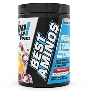 BPI Sports Best Aminos – BCAA Powder Post Workout & Glutamine Recovery Drink with Branched Chain Amino Acids for Hydration & Recovery, for Men & Women – Fruit Punch – 25 Servings
