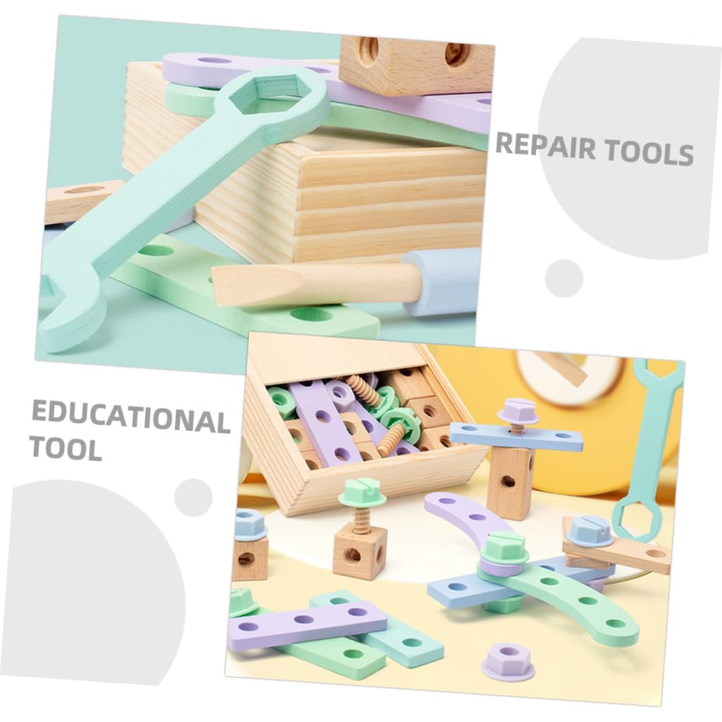 BESPORTBLE Set Attrezzi in Legno per Ragazzo Ragazza per Sviluppo Manuale Forme e Colori, Kit Costruzioni Educativo per Ragazzo Ragazza Piccoli Gioco Creativo e Didattico