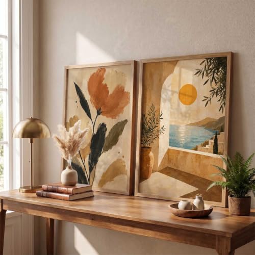Image of kotart Modern Art Home Decoration Painting With Frame For Living Room Bed Room Hotel Wall Decor Digital Reprint Set of 2 (10X13 inch)