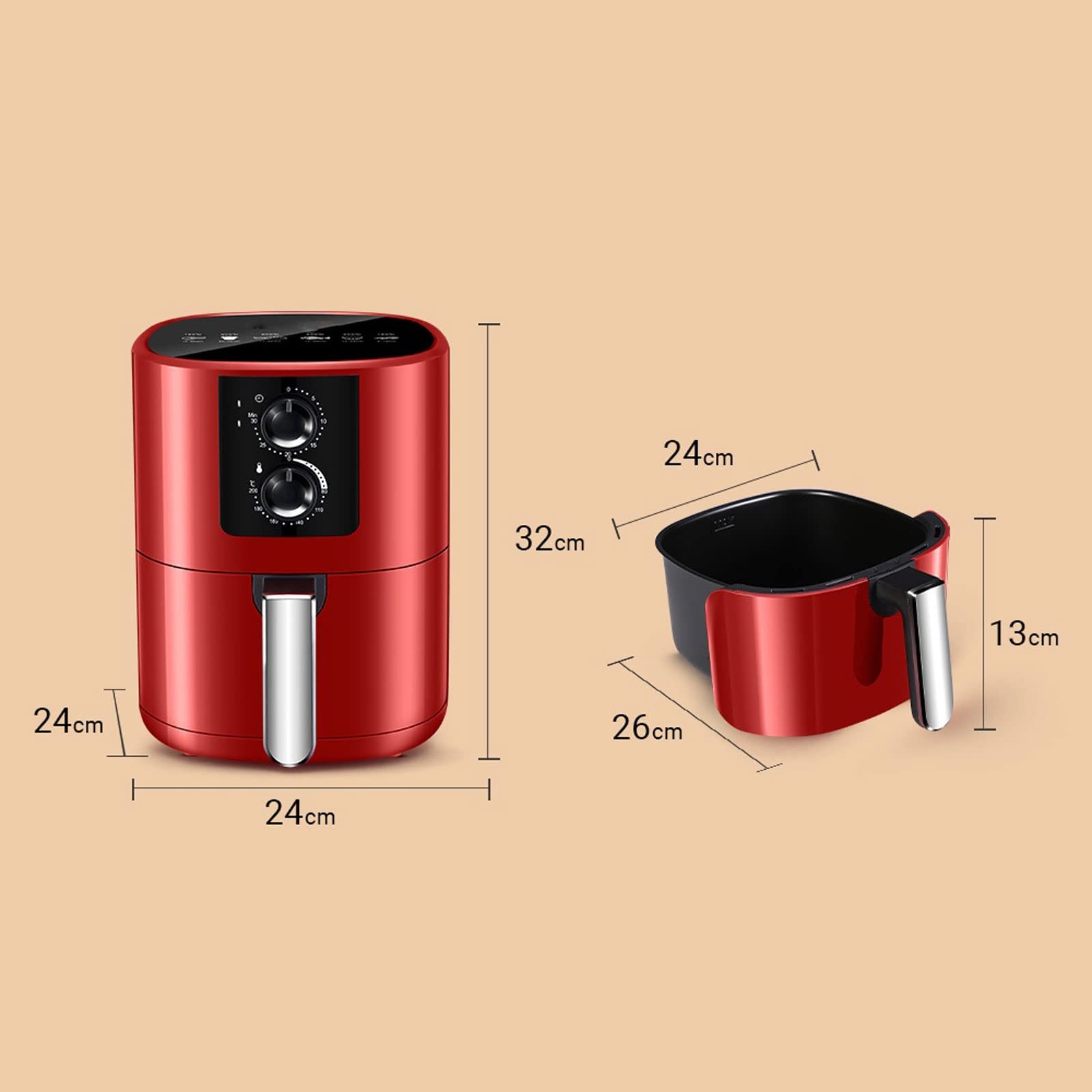 Frytkownica powietrzna, frytkownica powietrzna bez oleju 5L duża frytkownica beztłuszczowa do pieczenia 360° Inteligentny timer Kontrola temperatury Elektryczne gotowanie w domu Beauty Comes