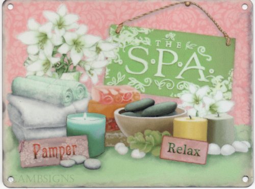 La salle de bain Spa Metal Sign Co Plaque murale métallique émaillée rétro 200 x 150 mm