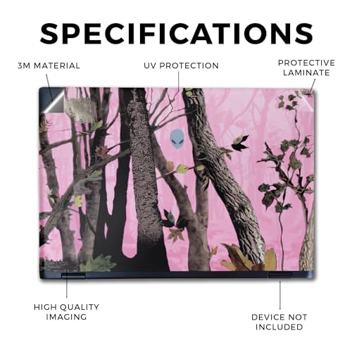 Image of Laptop Skin Compatible with Alienware M16 R2 (2024) - Pink Tree Camo - Premium 3M Vinyl Protective Wrap Decal Cover - Easy to Apply | Crafted in The USA by MightySkins