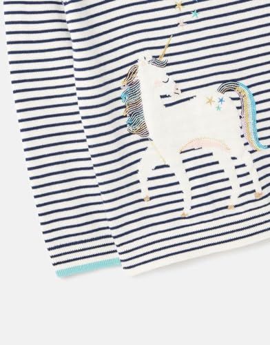 Joules Girls' Miranda Intarsia Jumper Stripe Unicorn Long Sleeve Sweater, Navy, 11-12 Years3