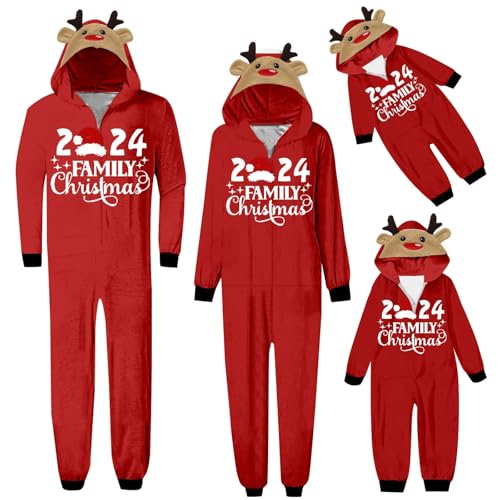 Generico Pijama de Navidad Familia Algodón Pijamas a juego entero Pijama con Capucha Conjunto Pyjama Navidad Impresión Alce Divertido Pijama de Navidad Pareja para Mujer Hombre Bamino Regalo Navidad,