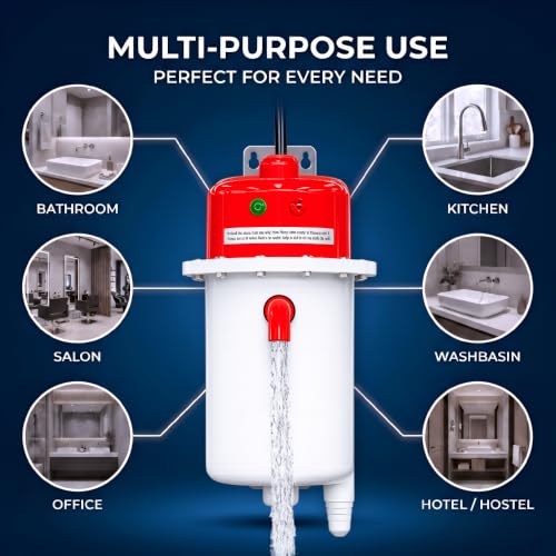 Image of Seltix 1L Instant Water Heater Geyser | Portable ABS Shockproof Body | Auto Cut-Off | 3KW Copper Heating Element | Instant Hot Water for Kitchen, Salon, Home, Office Use