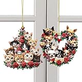 Katze für Auto-Rückspiegel | 2 Stück Hundefigur aus Acryl 2D niedlich, Dekoration für Rückspiegel zum Valentinstag | für Erwachsene, Familie, Freunde, Geburtstag, Hund, Neujahr, Limousinen und