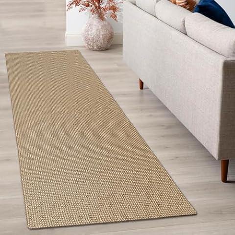 EARTHALL Boho Runner Rug 2x6 Ft Washable Runners for Hallways Cotton Rubber Backed Kitchen Runner Braided Indoor Floor Carpet Runners for Entryway, Hallway, Kitchen, Bedroom, Tan/Brown Cover