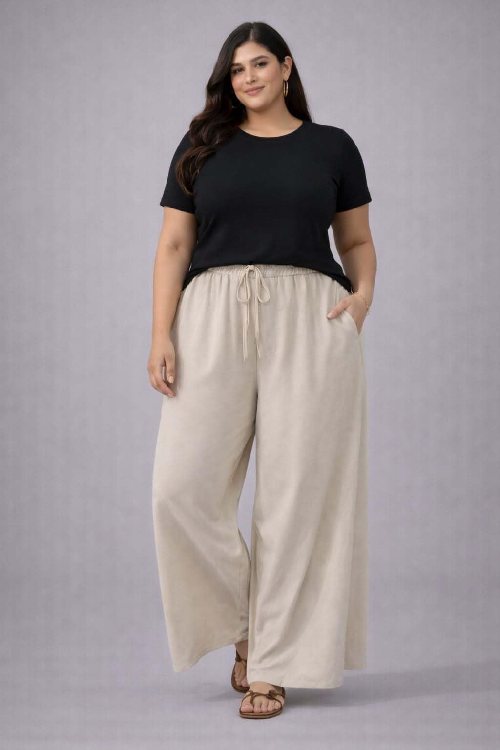 KOTTY Womens Wide Leg Pants with Elastic Waist for Casual Wear and All Day Comfort-KTTWOMENSPANT975_6XL 2