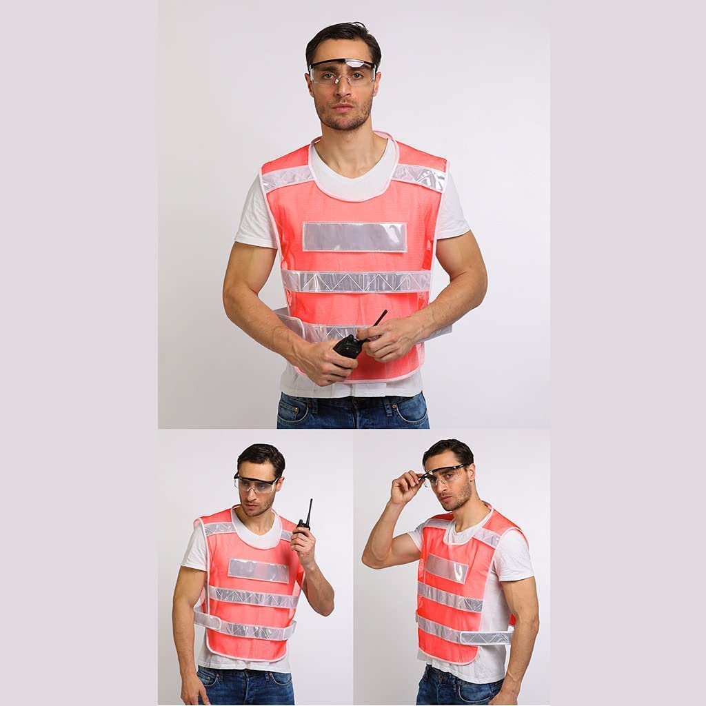 TOMYEUS Chaleco de Seguridad Transpirable de Alta Visibilidad Chaleco Reflectante de Carretera de construcción Nocturna Unisex Traje Reflectante de 6 Paquetes