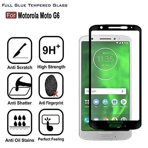 Image of Screen Protector for Motorola Moto G6 (Black) Tempered Glass Edge-to-Edge 6D Screen Protector With Installation Kit