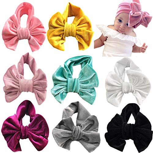 8PCS Baby Girls Headbands Turban Head Wrap Soft Velvet Knotted Hairbands for Toddlers Kids Children