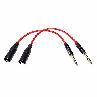 XLR to 1/4 TRS Cable, 2 Pack, 1ft, Gold Plated | Focusrite Compatible, Behringer Compatible, Yamaha Compatible, Studio Recording, Live Sound