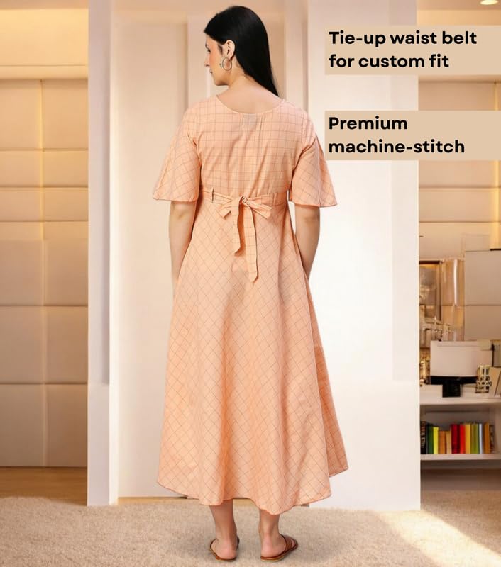 Image of DUMMY SHAPE Women's Rayon Anarkali Maternity Dress & Feeding Kurti with Zippers