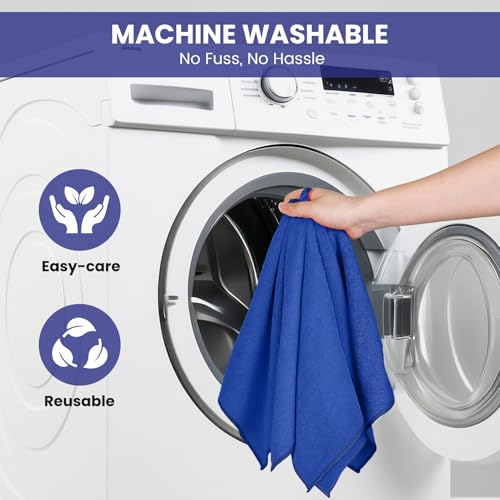 Image of SIFANGKE Microfiber Cleaning Cloth, 12 Pack RoyalBlue Cleaning Rags for Housekeeping, Reusable Microfiber Towels for Car, Kitchen, Bathroom and Household Cleaning Supplies, 11.8 inchX11.8 inch