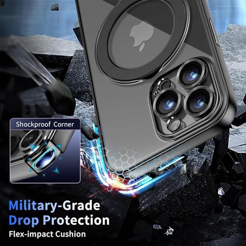 Image of Magnetic for iPhone 14 Pro Case with Invisible Stand[Compatible with MagSafe][Full Camera Lens Protector][Military Drop Protection] Shockproof Not Yellowing Clear Slim Soft for Women Men