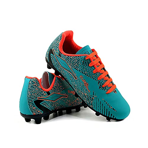 Chuteira Adulto Futebol Campo Macio Resistente e Leve AS340 Cor:Verde Turquesa-Laranja;Tamanho:39