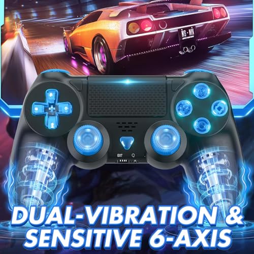 Gamrombo Wireless Controller für PS4, Game Controller kompatibel mit PS4/Pro/Slim/PC Gamepad mit Turbo/Zurück Taste/Dual Vibration/6-Achsen Gyro Sensor/Touchpanel – Bild 3