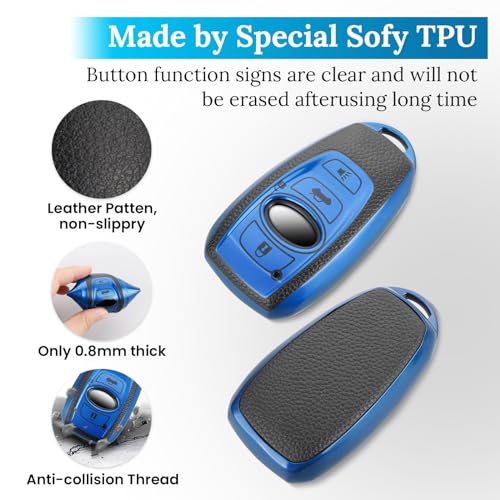 Image of Key Fob Cover for Subaru, Braided Loop Keychain Accessory, Blue