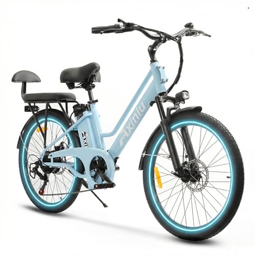 24 Inch Electric Bike for Adults, Step Through Ebike for Women, Peak 1000W Motor 22MPH, 48V 20AH Removable Battery Up to 70 Miles, 7 Speed Dual Shock Absorber, City Cruiser Commuter Bicycle image 1