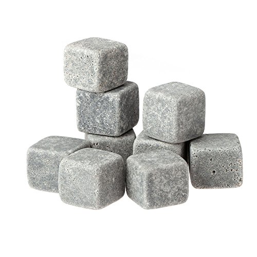 9pcs Pedras de Gelo para Whisky Cubos Resfriamento Bebidas Cerveja em Granito com Saco Reutilizáveis Sem Diluir Bordas Arredondadas Sabores ou Odores