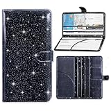 Weishenghuo Car Registration and Insurance Card Holder, Car Document Holder for Cards, Driver Vehicle License Document Glove Box Compartment Organizer, Car Essentials (Glitter Black)