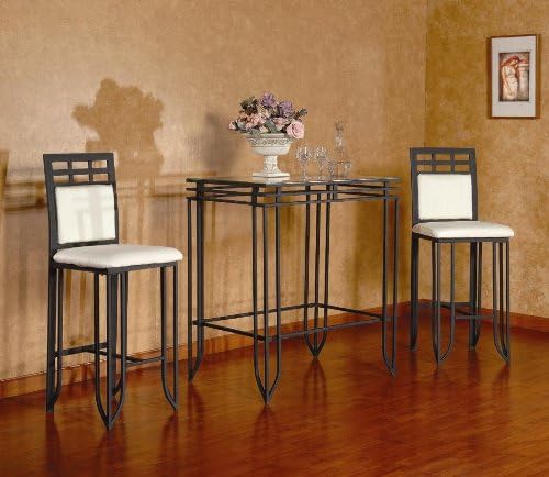 3 Pc Matrix Sandy Black Metal Bar Set , Table & 2 Chairs