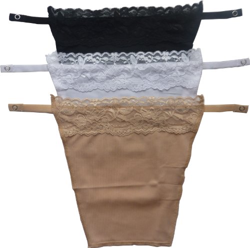 Preisvergleich Produktbild HOEREV Clip On Mock-Unterhemd-Set 3, Sichtblende (Schwarz, Weiß, Beige)
